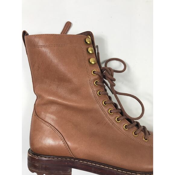 J. Crew Gwen Boots Leather Lace Up Side Zip Brown Women's 7.5 - Picture 5 of 11